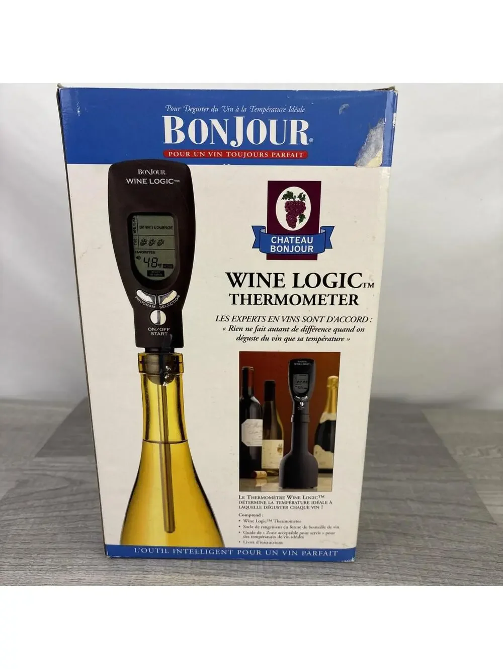Vintage BonJour Wine Logic Digital Wine Thermometer 2001 Original Box